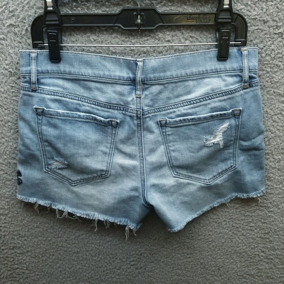 Loft Women's 27 Floral Blue Cut-Off Jean Shorts 32.5" 2.75" 8.75" - Picture 6 of 10